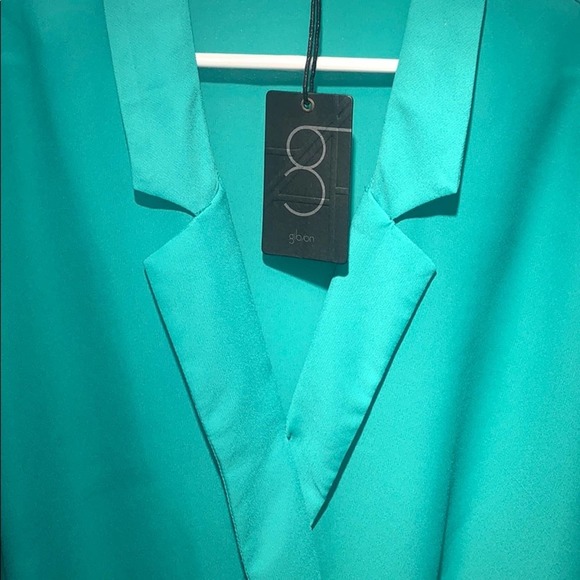 Gibson Green Faux Wrap Tunic Blouse - Picture 5 of 9